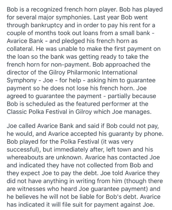 Bob is a recognized french horn player. Bob has played for several major symphonies. Last year Bob went through bankruptcy an