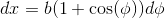 dx=b (1+\cos (\phi ))d\phi