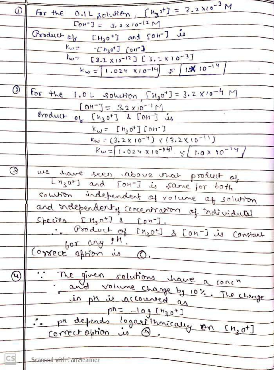 0 1 Solution [Hot] = 3.2 X10S Product Els for the 0.1 L Solution 3 Con] = 3,2 x10-12 M els CH2O] and 10-) is kwe Chot] [an]