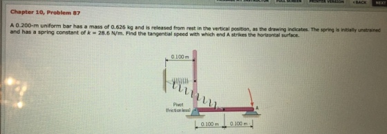 A 0.200-m uniform bar has a mass of 0.626 kg and i