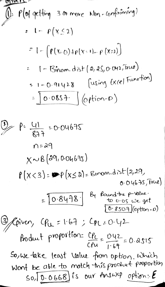 O Plot getting 3 or more alon-confirining) :|- P(X2) -1- (P(x=0){p[x = )p (x-2)] I- Binom. dist (2, 25, 0.042, True) 11 1-0.9