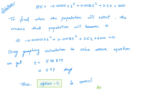 Plt) = -0.0000373 +0.008t? + 3.5t + 600 Solykona To find when the population will extint , this means that population will be