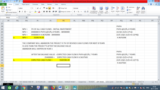 PE EPS, STOCK DIVIDEND - Microsoft Excel (Product Activation Failed) View Add-Ins File Home Insert Page Layout Formulas Data