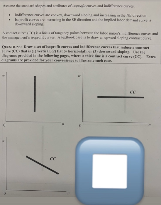 Assume the standard shapes and attributes of isoprofit curves and indifference curves. • • Indifference curves are convex, do