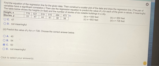 Find the equation of the regression line for the given data. Then construct a scatter plot of the data and draw the regressio