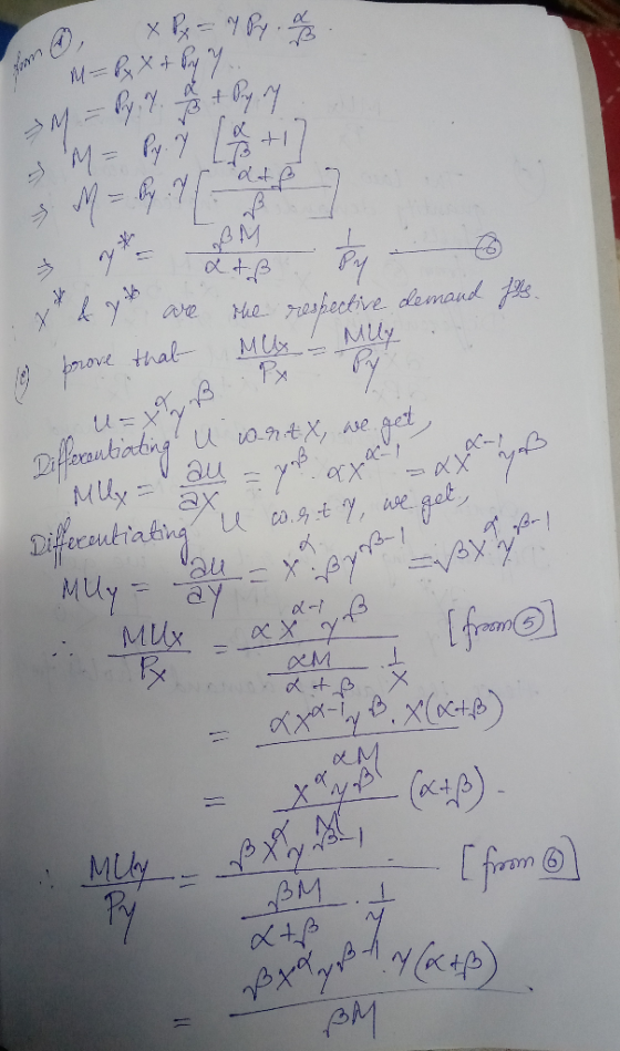 xBx = y Py. M=13 X+ Oy y M = y. 7. & + Pyry M= Pry. 7 p + 17 y are the respective demand fore. o prove that Mux ! U=xzß px a