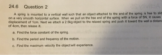 A spring is mounted to a vertical wall such that a
