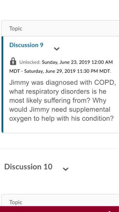 Topic Discussion 9 Unlocked: Sunday, June 23, 2019 12:00 AM MDT Saturday, June 29, 2019 11:30 PM MDT. Jimmy was diagnosed wit