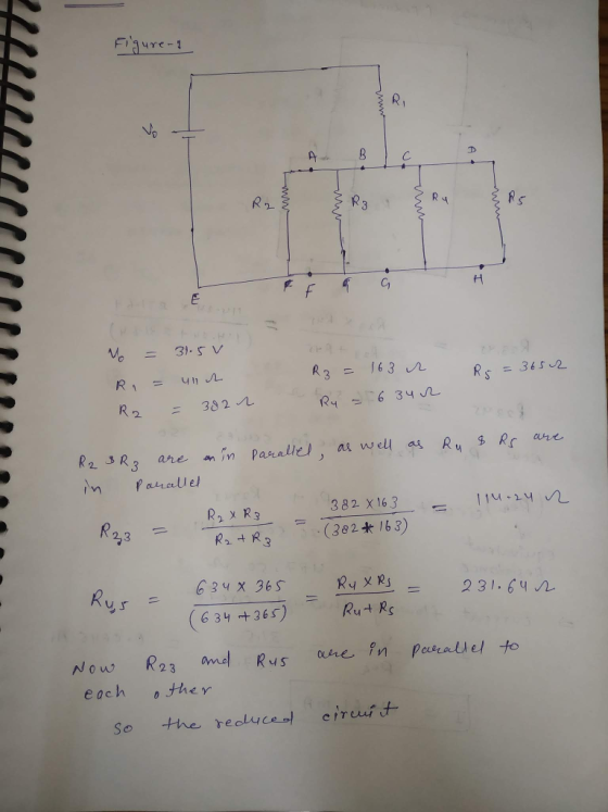 Faure-1 R 4 C, in fat all e 382 x163- R x R3 2,3 Ra +Ra(382 163) 6 3 365)Ru+ Rs Now R23 Rs e ine to each o they circus t- So the rec L Ce
