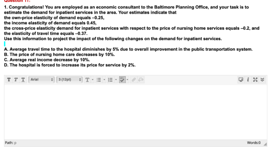 1. Congratulations! You are employed as an economic consultant to the Baltimore Planning Office, and your task is to estimate