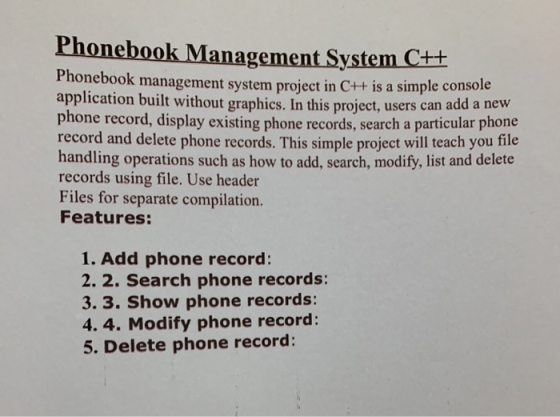 Phonebook Management System C++ Phonebook management system project in C++ is a simple console application built without grap