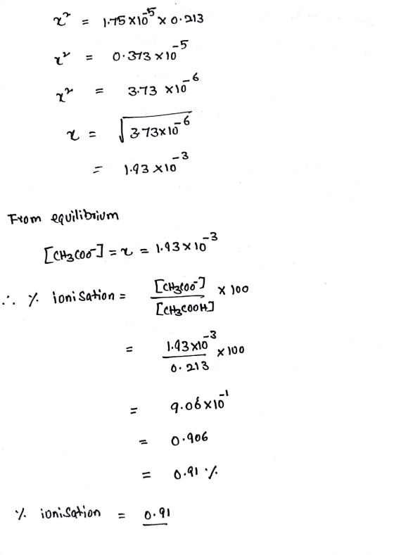 т” 5 xia®хо-эз - 0-313 хо* * = 3-73 x * 12 | 313xo 6 = 1.43x108 From equilibrium -3 Гcatoo l = = 1.43х10 Letoo 2 х 100 :. 7