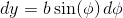 dy= b \sin (\phi )\,d\phi