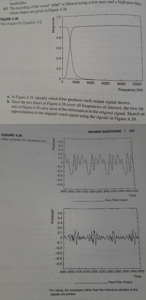 pass and a high pass filter bandwidths 4.5 The recording of the vowel ahhh is filtered using a low pass and a high whose sh