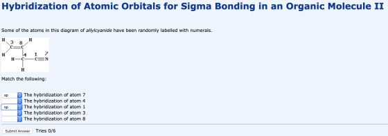 Hybridization of Atomic Orbitals for Sigma Bonding in an Organic Molecule II Some of the atoms in this diagram of allylcyanid