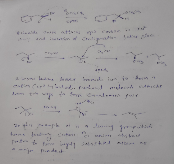 OCACIA | pH DO оси си I J DANH Ethoride anion attacks way and inversion of sp3 Carbon in sn Configuration takes place. cnön C