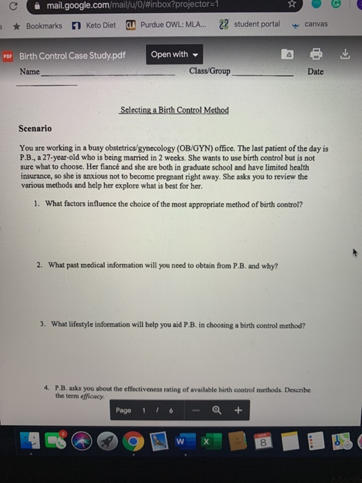 mail.google.com/mail/u/0/#inbox?projector=1 * Bookmarks 1 Keto Diet CLA Purdue OWL: MLA... 22 student portal s canvas PDF Bir