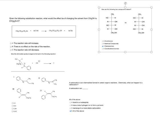 How are the following two compounds related? CH CH3 HO -H HO -Н Given the following substitution reaction, what would the eff
