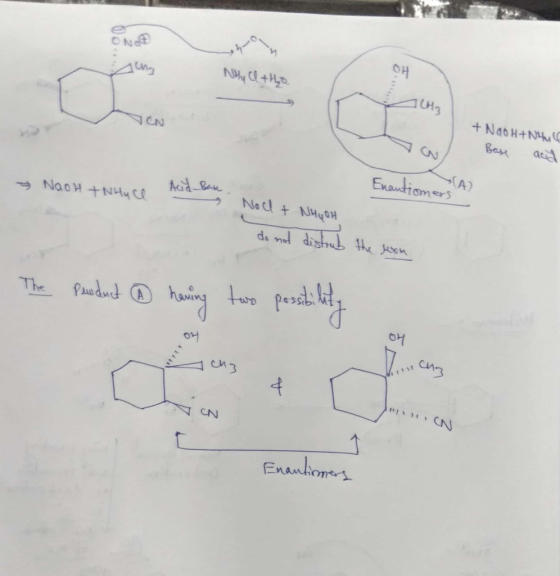 O Not ang Nhy Cl+H₂O + NaOH+Nhull Base and & NaoH TNHUCO And Base Enantiomers 4 . Nodt NHGOH do not distrub the non The Produ