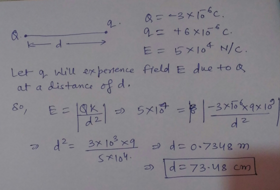 に d E = 5지.fn/c. at a istance of d. & o
