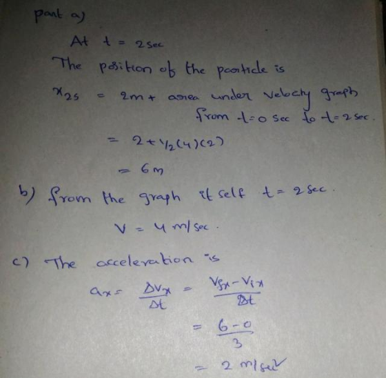 Poat a) At t= 2sec he peSit(one 叭 rワ c) The accelevetion st 2st L. 3