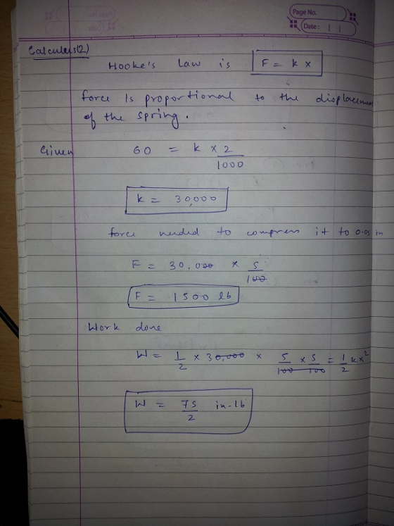Page No. Hookes Law 6 0 lo o o Work dine 2.