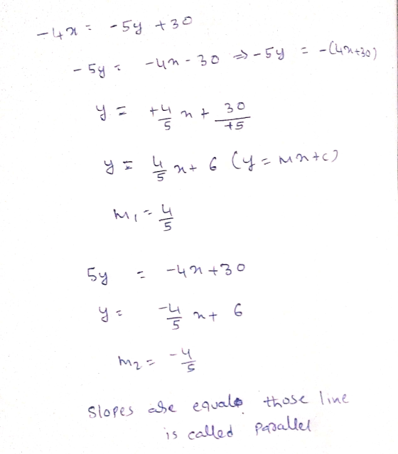 4 05월 430 54: 해가 -30 *-5y = -C42303 T 봉까를 y = ų ant 6 (y=match M는 5g 니가 430 렇 mas uus line slopes are equale is called those