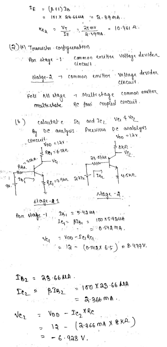 RE=3.9kr 2770. TE (B+1) 16 101 X 28.66 MA 2.39 MA. rea VT IE 25 mv 2:39MA 10.461 2. B)(0) Traveister contigeeration for stage
