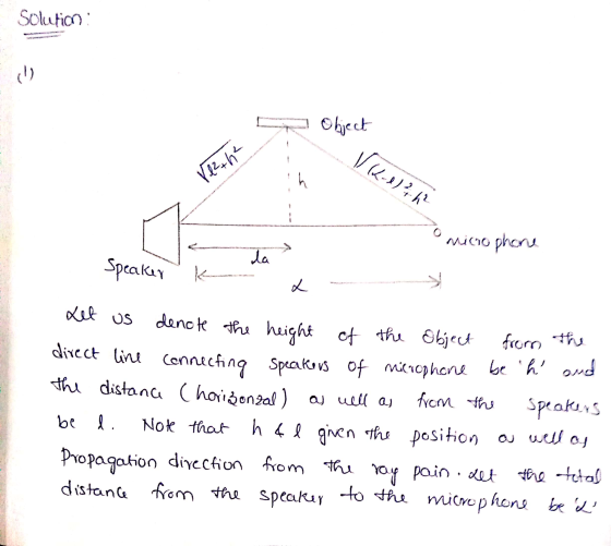 Solution: Object da microphone Speaker K X -- . et us denote the height of the object from the direct line connecting Speaker