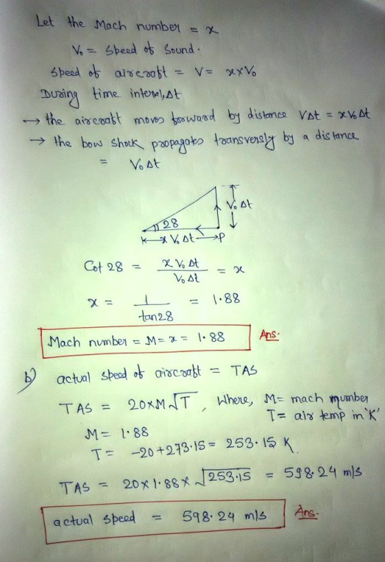 let #eMoch number buain time intow,At bors Shuk, popganveay a dic tna. st VD X= 1.88 tan28 TAS = 20x.MNT/ Whers, N1-mach munnbe T= aix temp in,K M= 1, 88 ?? -20 +273-15-253. ISK 20x1, 88??125315-53824 nis m/s TAS actual spend = 578.24 mls | Ans: