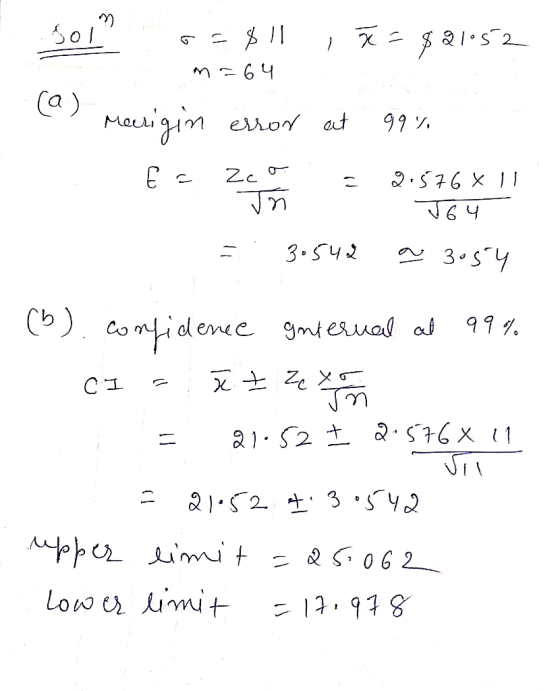 64 Ca) Mecizim 99 erron at Zc 3.542 3 S4 C) comidemc ol enee gmteual at Lower imit
