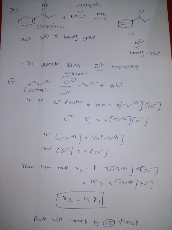 o Br Nucleophile DAG + Nac Eleepsophile BO T Leaving aut group B0 Leaving group The reactas follows nucleophole sur mechaning