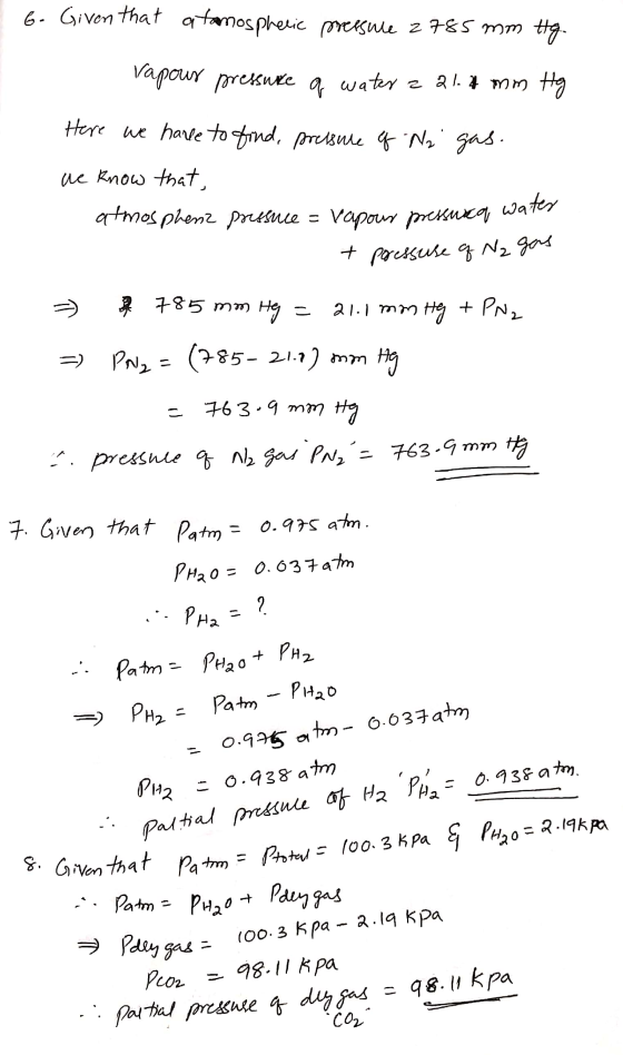 16. Given that atamospheric pressure 2785 mm Hg. rapour pressure a water aal.4 mm Hg Here we have to find, pressure of Ne gas
