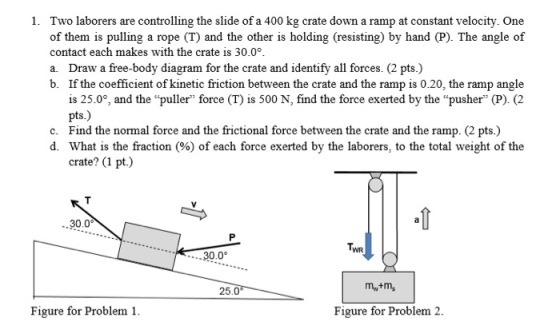 Two laborers are controlling the slide of a 400 kg