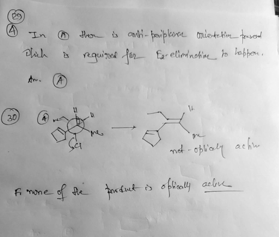 6 In Dich there is anti-periplane orientation presend required for Exr elimination to happen. as not - oplicely achine to non