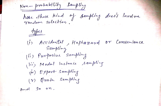 doess involve or Conventence Nona probability Sampling here these kind of sampling random selection. types e Accidental, Hap
