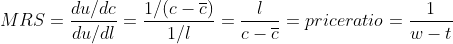 du/dc du de 1/(c-7) 1/ 1 C 1 -E ==priceratio = ? w -t