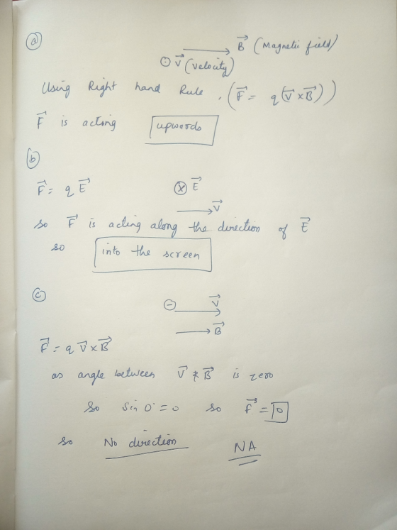 8 Majneli O v (vela Using Rught hand Rule ,( waTdlo F, is a into h screen -) B fニト ,80 S (n O. = o ·bo dure cum NA