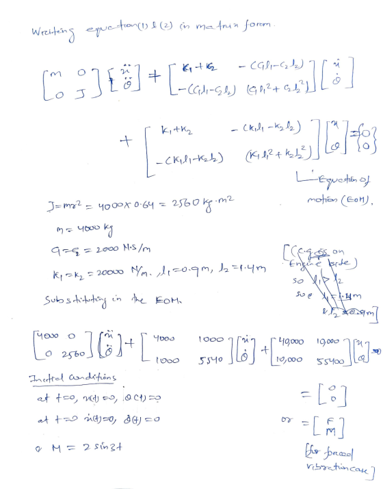 Writing equation (l (2) in matrin forom (p?-1852 - Trotz 10 b) 183-183) kitke - Chile - Ky lz ) + 123]07% - Chili kak) (Kl2 +