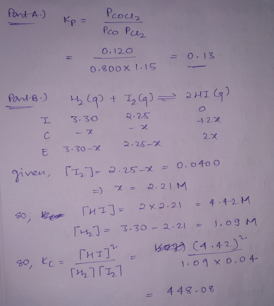 Part A.) Kp = Pocz Pco Pals О, 120 = 0, 13 0.800X 1. IS 12 ж Part B.) th (q) + I CG) - 2HIG) І 3.30 2.2 с x - x Е 3.30 - 2. 2