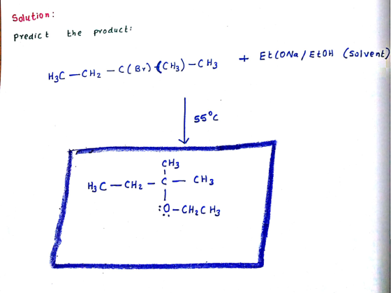 Solution: Predict th product (Solvent,) C H3 55°c с НЗ :0-CH2CH3