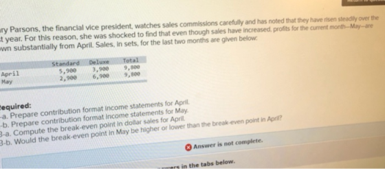ary Parsons, the financial vice president, watches sales commissions carefully and has noted that they have risen steadily ov