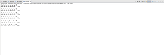 A Problems @ Javadoc Declaration Console X <terminated> Parity Chain [Java Application] /Library/Java/JavaVirtual Machines/jd