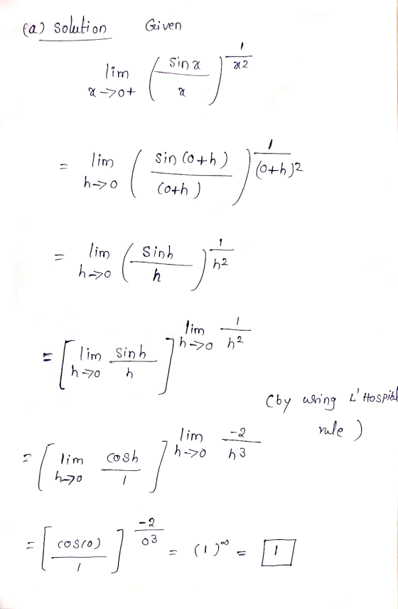 la solution Given sina 212 lim a->ot a lim sin (oth ) 1 (8th)2 hazo ( (oth ) 1 lim = hao Sinh h h2 lim hazo ha sol lim sinh h