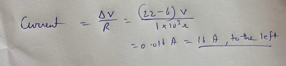 Current DV R - - 22-6) v 1 x 103 -0.016 A - 16 A, to the left