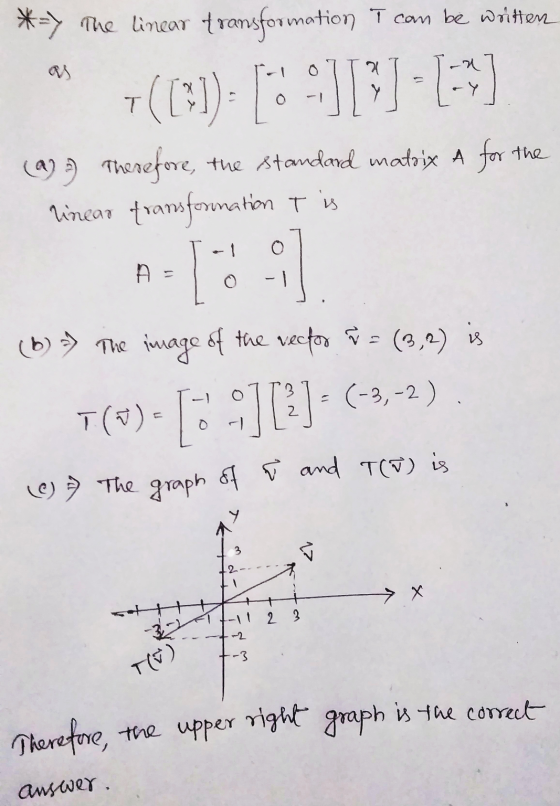 *=> The linear transformation I can be written +((3):25-331-2:] (99Therefore, the standard matrix A for the linear transforma