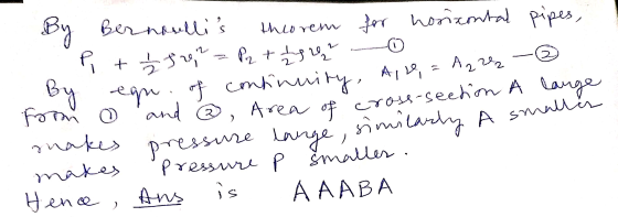 By Bernarellis theorem for horizontal pipes, 1. + - Free = P2 + her By en. of continuity, Apse, a A22 Form and @ Area of cro