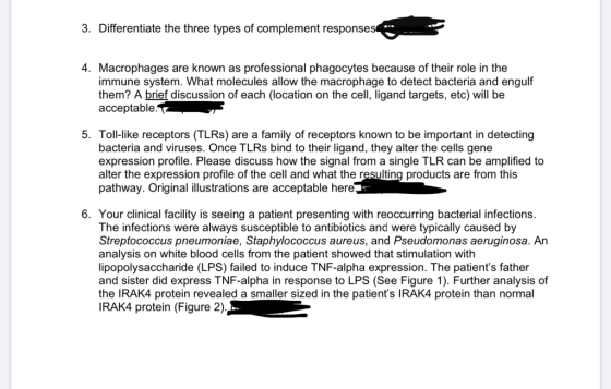 3. Differentiate the three types of complement responses 4. Macrophages are known as professional phagocytes because of their