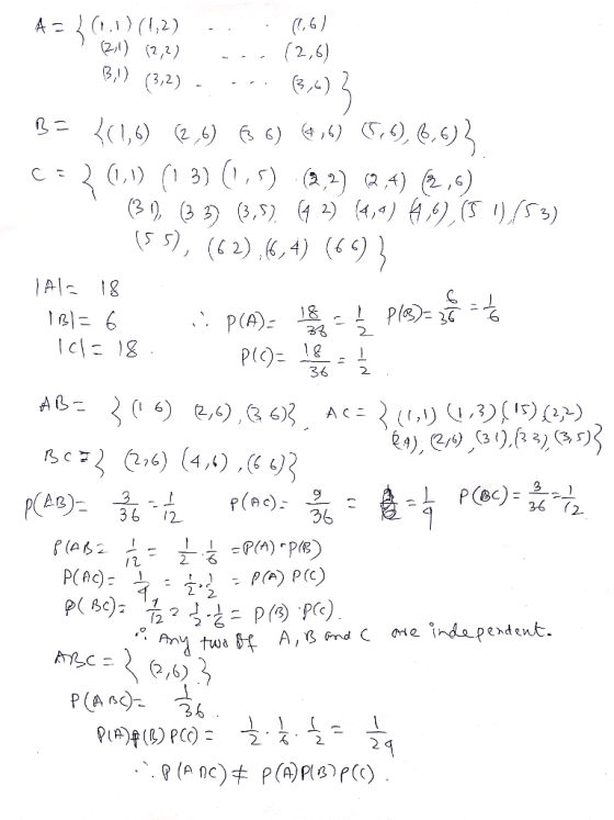 A = {(1.1) (1,2) .. . (,6) 13/1) 12,2) ... (2,6) B1) (3,2) - .. (1) B= {(1,6) (2,6) @ 6) 68,6) 56), 6,613 C=(1,1) (13) (,5) (