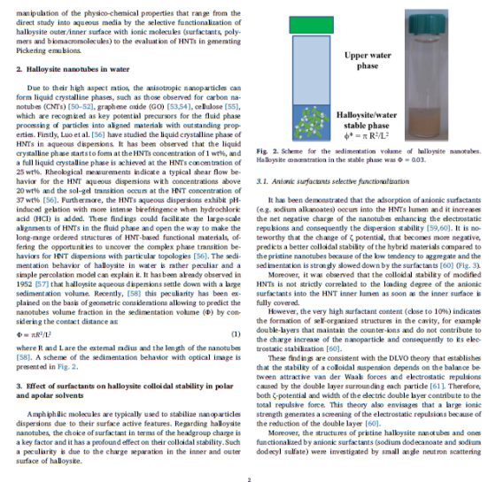 Upper water phase Halloysite/water stable phase * = R/L Fig. 2. Scheme for the sedimentation volume of halloysite nanotubes.
